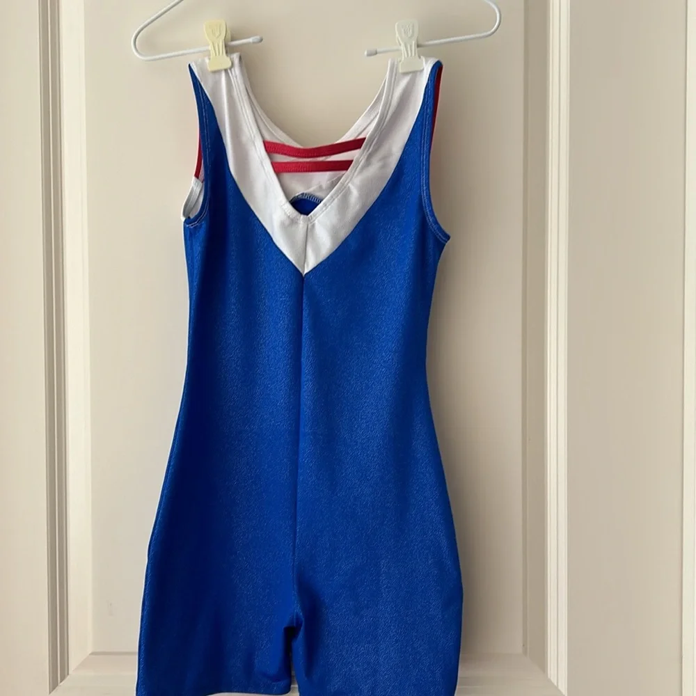 NWOT Danskin Freestyle USA colors Dance/Gymnastics Leotard one piece size 10/12